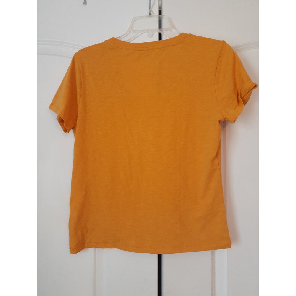 J. Crew Vintage Cotton Orange Short Sleeve V Neck T Shirt S NEW Minimalist - Picture 5 of 5